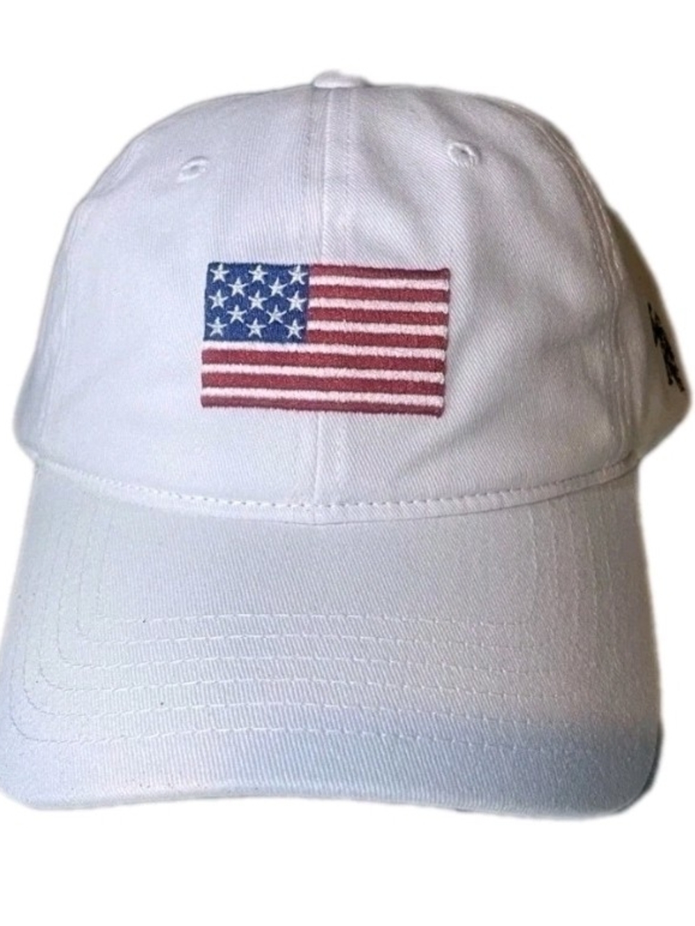 U.S. Polo Assn. White Baseball Cap with American Flag Embroidery